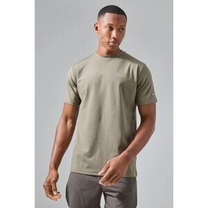 Boohoo Man Size XL Active Performance Regular Fit T-shirt Khaki Crewneck